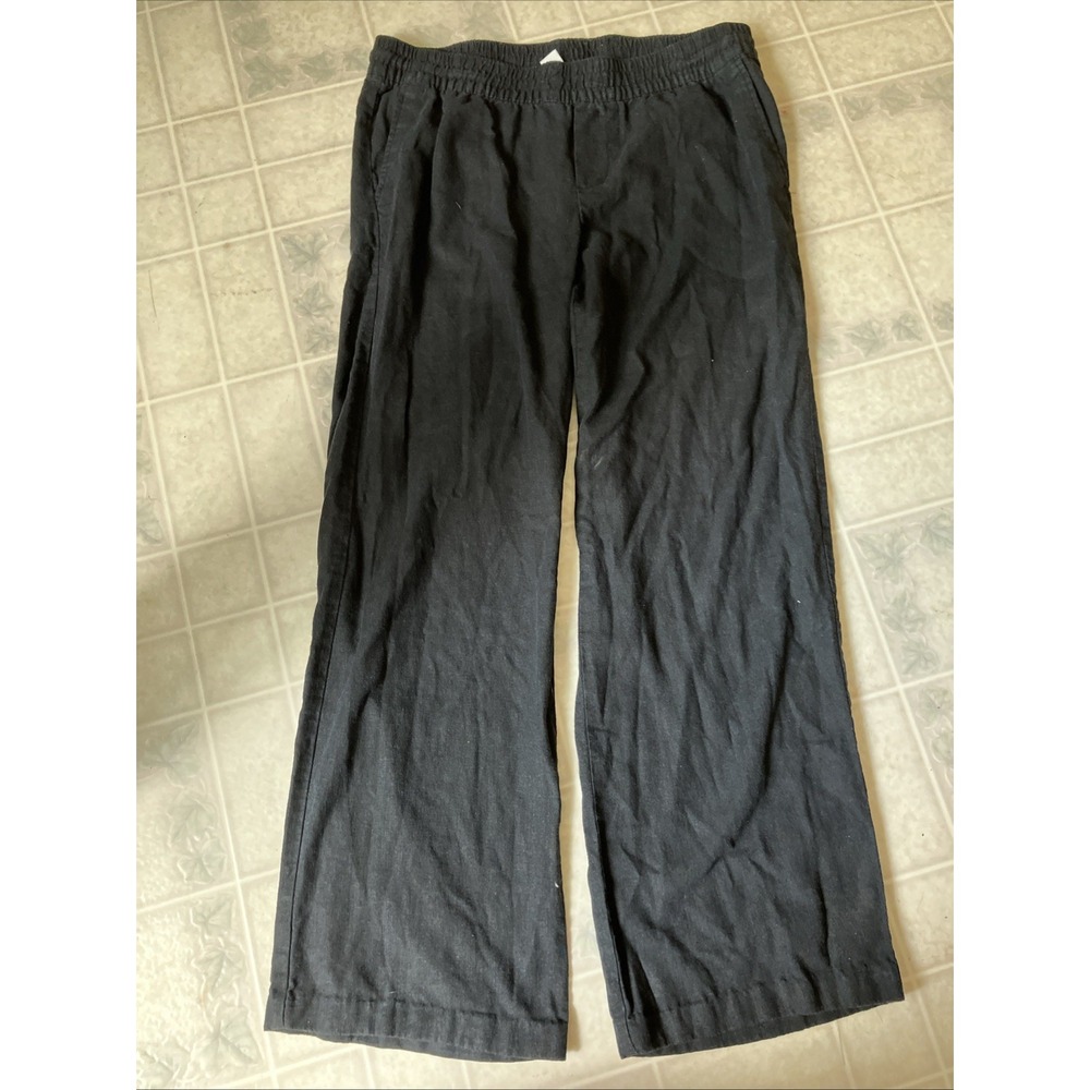 Old Navy Linen Black Elastic Waist Pull On Pants Medium Euro Summer Capsule